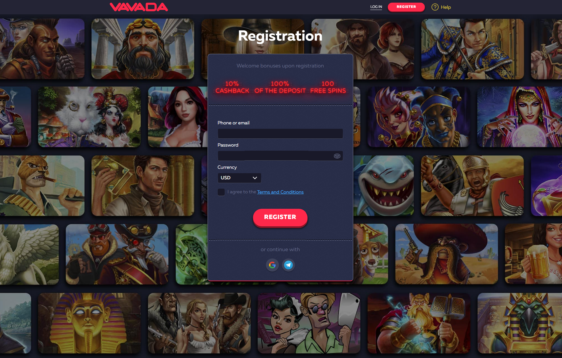 Vavada Registration